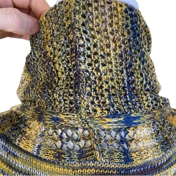 New Directions Boho Open Knit Crochet Waterfall Vest Duster Piratecore Indie L - Picture 8 of 16